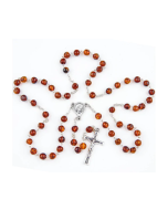 Różaniec maryjny z naturalnego, ciemnego bursztynu