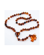 Różaniec Maryjny z prawdziwego bursztynu ciemny