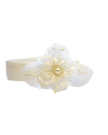 Opaska na włosy z kokardką z białym kwiatem
