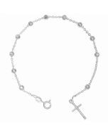 Bransoletka różańcowa na rękę, dziesiątka 4 mm diamentowana rodowane srebro pr. 925 BRP35