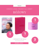 Różowy prezent dla wierzącej kobiety (Biblia + Książka + Krem)