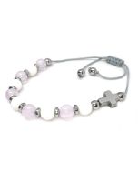 Delikatny różaniec, bransoletka na rękę z kamieni 