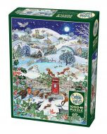 Puzzle 1000 Wieś zimową nocą Cobble Hill