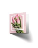 Kartka z życzeniami na Dzień Kobiet RÓŻOWE TULIPANY + koperta