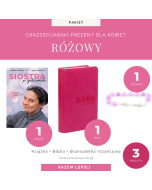 Różowy Katolicki Prezent dla Kobiety (Książka + Biblia + Bransoletka różańcowa)