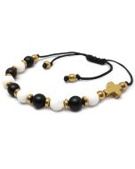 Różaniec bransoletka sznurkowa z kamieni agat onyks hematyt