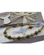 Różaniec do samochodu - złoto miedziany hematyt Na prezent - 9091 