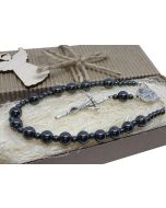 Różaniec do samochodu na lusterko z hematytu 9064  Kolczykarnia