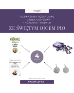 Zestaw Święty Ojciec Pio z rozważaniami, różańcem i medalikiem