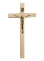 Krzyż wiszący 16 cm drewno jasne, frez 
