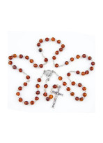 Różaniec maryjny z naturalnego, ciemnego bursztynu