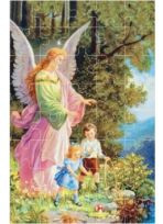 Puzzle religijne - Anioł Stróż i bawiące się dzieci