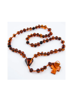 Różaniec Maryjny z prawdziwego bursztynu ciemny