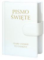 Pismo Święte Stary i Nowy Testament B5 -  skóropodobna biała z magnesem