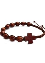 Bransoletka różaniec drewniany - brązowy 