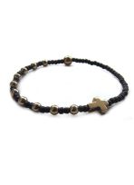Delikatny różaniec bransoletka na rękę - hematyt złoty i czarne toho 