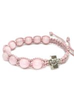 Bransoletka różaniec na rękę Kwarc różowy 9194
