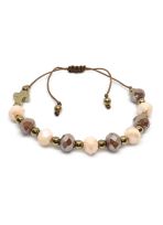 Bransoletka sznurkowa, różaniec na rękę z kryształkami w złocie