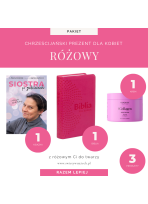 Różowy prezent dla wierzącej kobiety (Biblia + Książka + Krem)