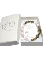 Pamiątka Pierwszej Komunii Świętej dla dziewczynki różaniec bransoletka 9193