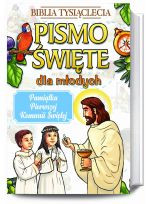 Biblia Tysiąclecia- Pismo Święte Starego i Nowego Testamentu dla młodych "Biblia z papugą" obwoluta komunijna