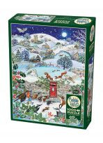 Puzzle 1000 Wieś zimową nocą Cobble Hill