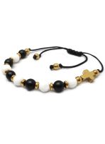Różaniec bransoletka sznurkowa z kamieni agat onyks hematyt