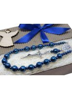 Różaniec do samochodu na lusterko - hematyt granatowy Św. Benedykt 9093  