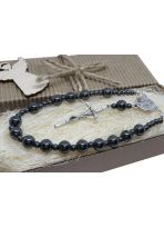 Różaniec do samochodu na lusterko z hematytu 9064  Kolczykarnia