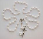 Różaniec komunijny kryształ biały