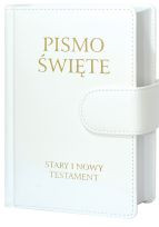 Pismo Święte Stary i Nowy Testament B6 biała oprawa skóropodobna z magnesem