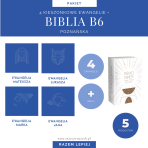 Biblia B6 biała komunijna + 4 ewangelie kieszonkowe