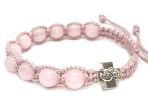 Bransoletka różaniec na rękę Kwarc różowy 9194