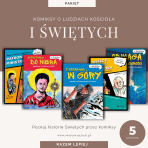 Zestaw 5 komiksów religijnych o Świętych i Ludziach Kościoła