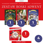 Zestaw Boski Adwent dla dzieci (kalendarz adwentowy + puzzle + kolorowanka + książka)