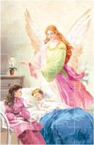 Puzzle religijne - Anioł Stróż czuwający nad śpiącym dzieckiem