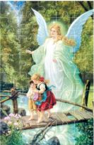 Puzzle religijne - Anioł Stróż z dziećmi na kładce