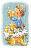 Puzzle religijne na Wielkanoc - Chłopiec z koszyczkiem