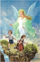 Puzzle religijne - Anioł Stróż z dziećmi nad przepaścią