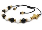 Różaniec bransoletka sznurkowa z kamieni agat onyks hematyt