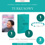 Turkusowy Katolicki Prezent dla Kobiety (Książka + Biblia + Bransoletka różańcowa)