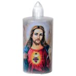 Znicz Świeca LED Serce Jezusa biała (czas świecenia 60 dni) SKL
